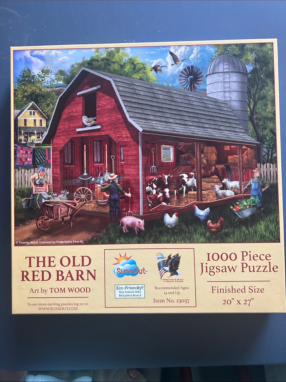 SunsOut The Old Red Barn 1000-Piece Jigsaw Puzzle - Red